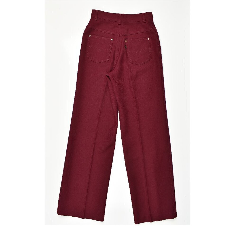 Vintage Levi's 70's Polyester Pocket Burgundy Pants - 26 - Picture 1 of 8